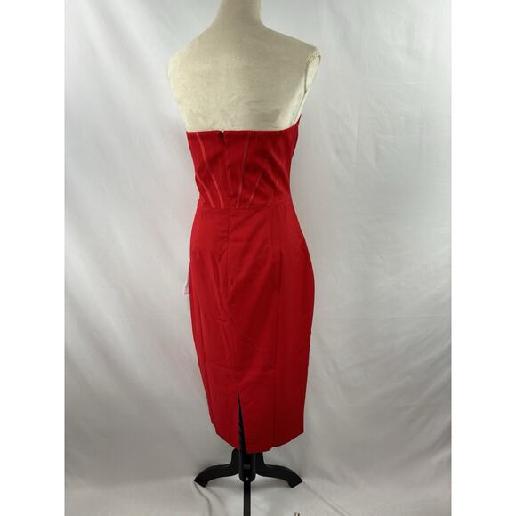 NWT Dress the Population Cosette Strapless Corset Dress Red Large Formal Boning - Picture 3 of 13